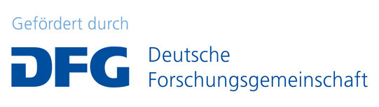 Logo with the inscription “Funded by DFG German Research Foundation.” The design is in shades of blue and shows the organization's lettering in a clear, modern font.