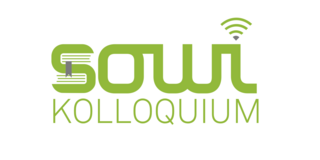 Logo of the SoWi Colloquium in green lettering. Above the letter “i” is a stylized Wi-Fi symbol, symbolizing digital communication or networking. The design is modern and minimalistic.