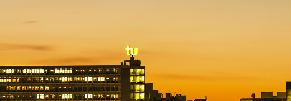 Campus Nord bei Sonnenuntergang